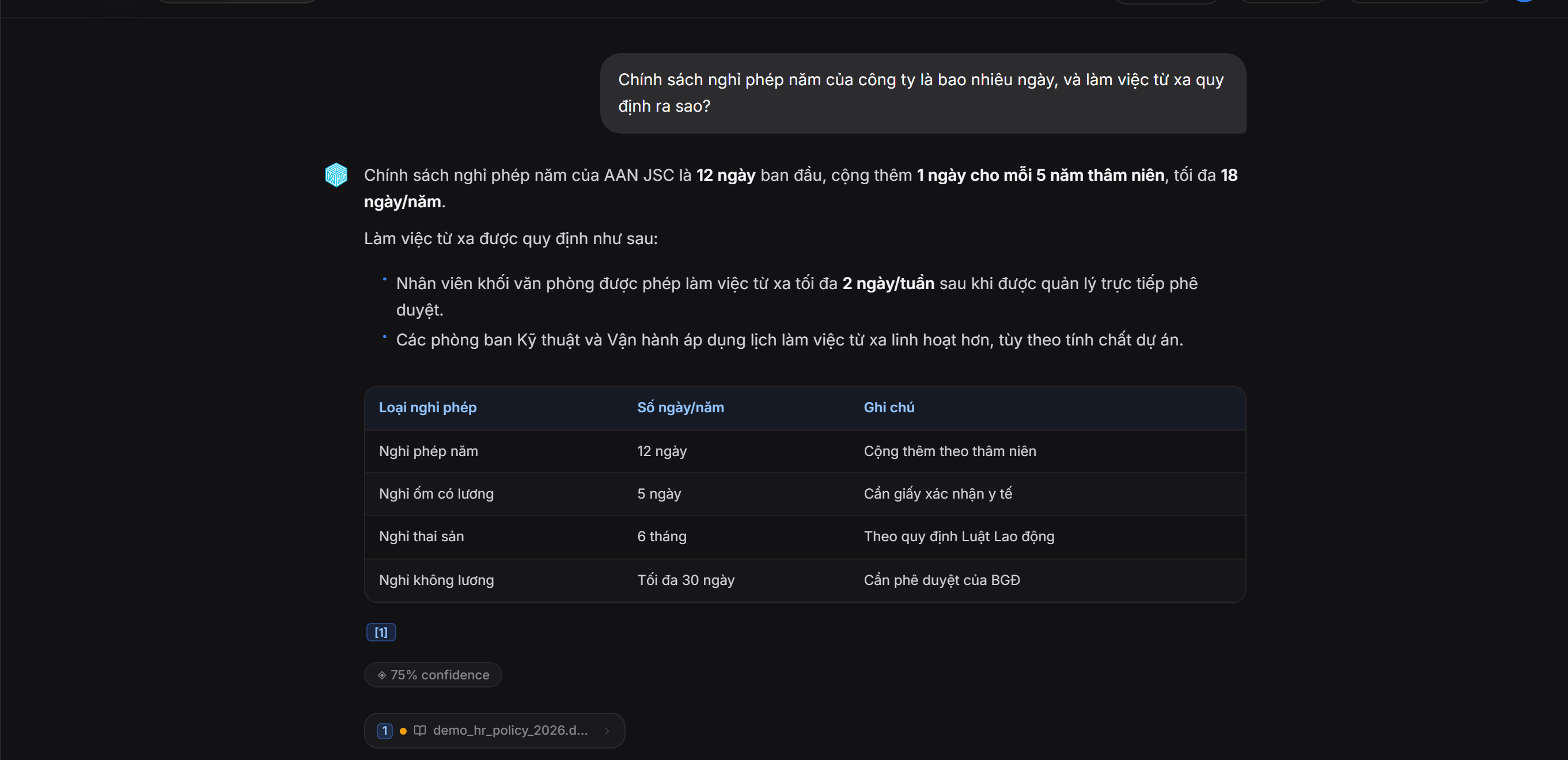 Ciel chat interface with a cited answer